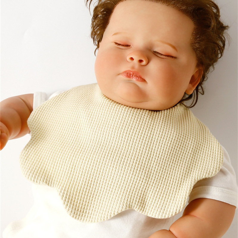 Pure cotton Waffle saliva wipes, baby petal bibs, summer 360-degree rotating newborn bibs, cute solid colors pic 1