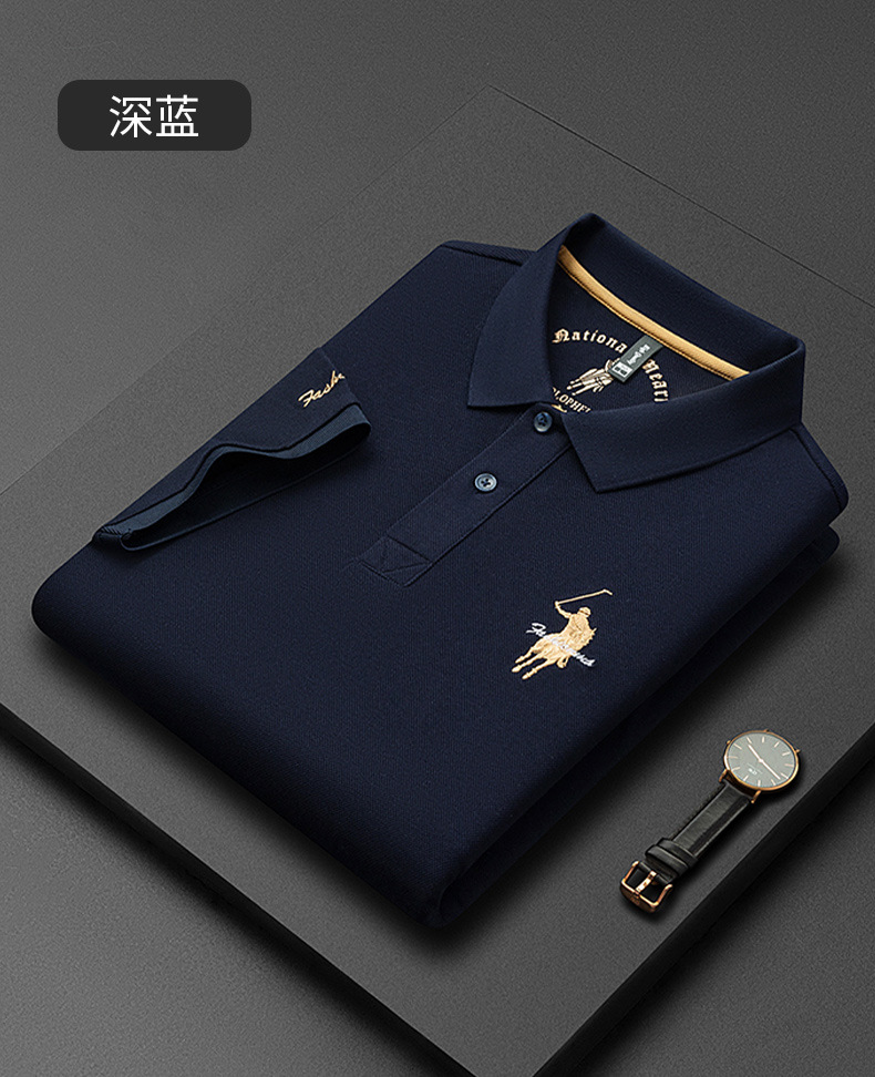 派森龙春夏翻领丝光棉男士短袖T恤polo衫商务休闲中年POLO衫男T恤详情18