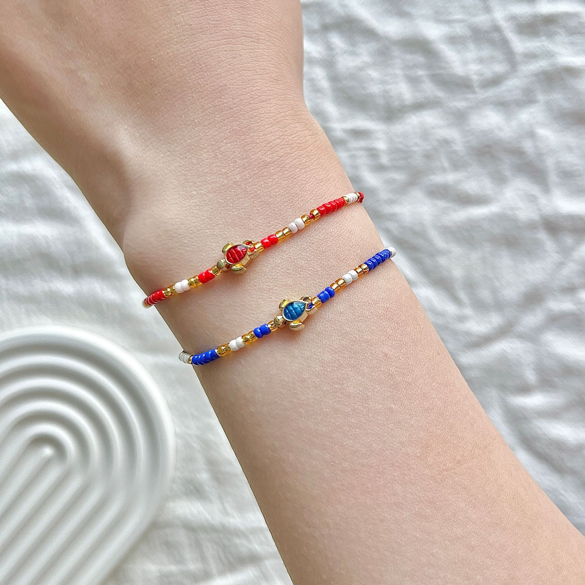Amazon cross-border best-selling multi-color alloy turtle rice bead beaded bracelet, a fashionable and elegant adjustable bracelet for ladies pic 2