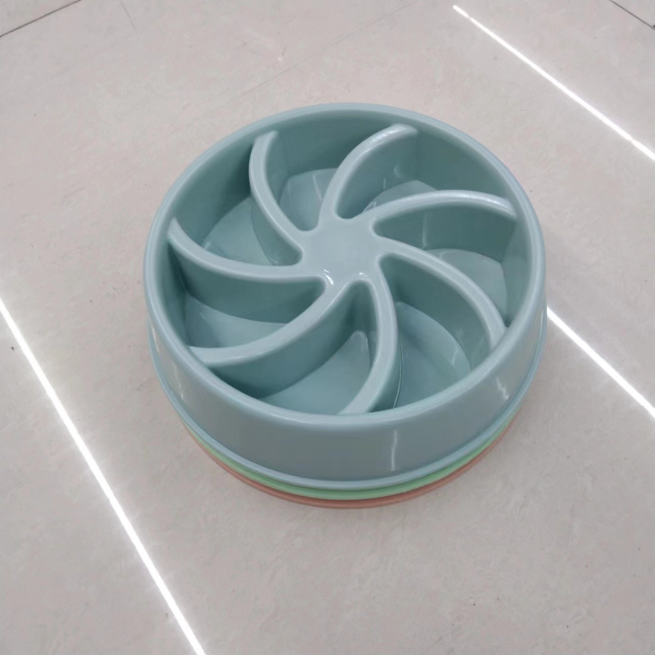 High-quality anti-choking macaron-colored pet feeding bowl, plastic windmill slow food pet slow food bowl pic 5