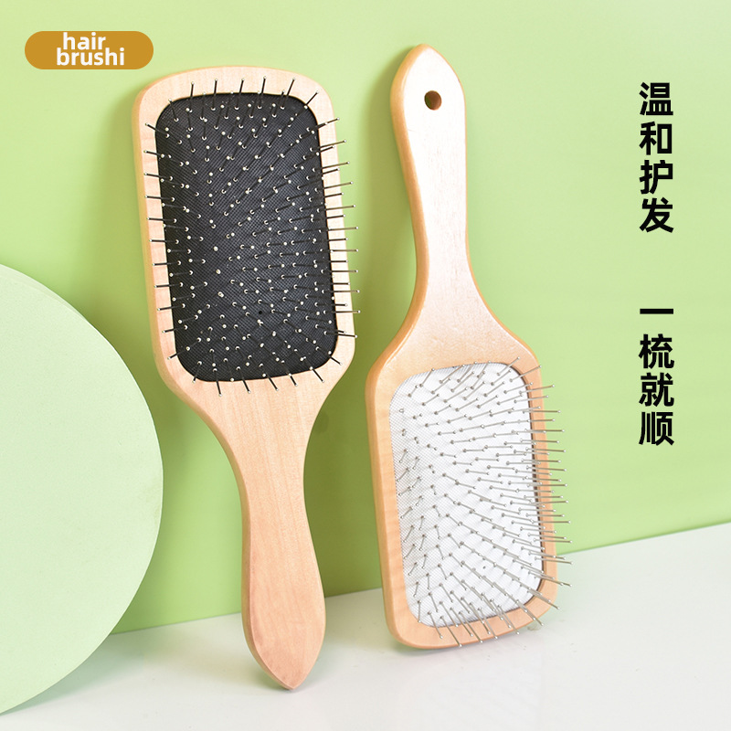 工厂直销禾木气囊梳按摩梳木质梳子木质经络刷按摩气垫梳顺发美发详情4