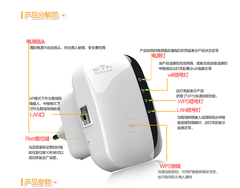wifi Repeater, signal booster, wireless extender, Little Steamed Bun Repeater, WiFi signal amplifier pic 7