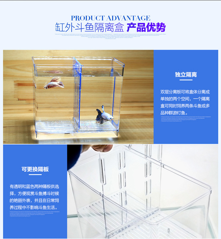 Mini plastic isolation aquarium for betta fish, ornamental fish, double-compartment ecological goldfish tank, pet breeding box pic 9