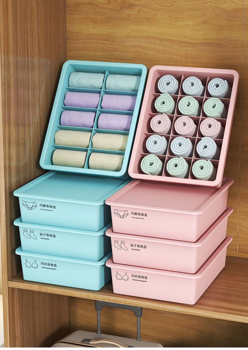三合一内衣收纳盒袜子内裤神器家用衣柜文胸裤分格抽屉式收纳箱详情13