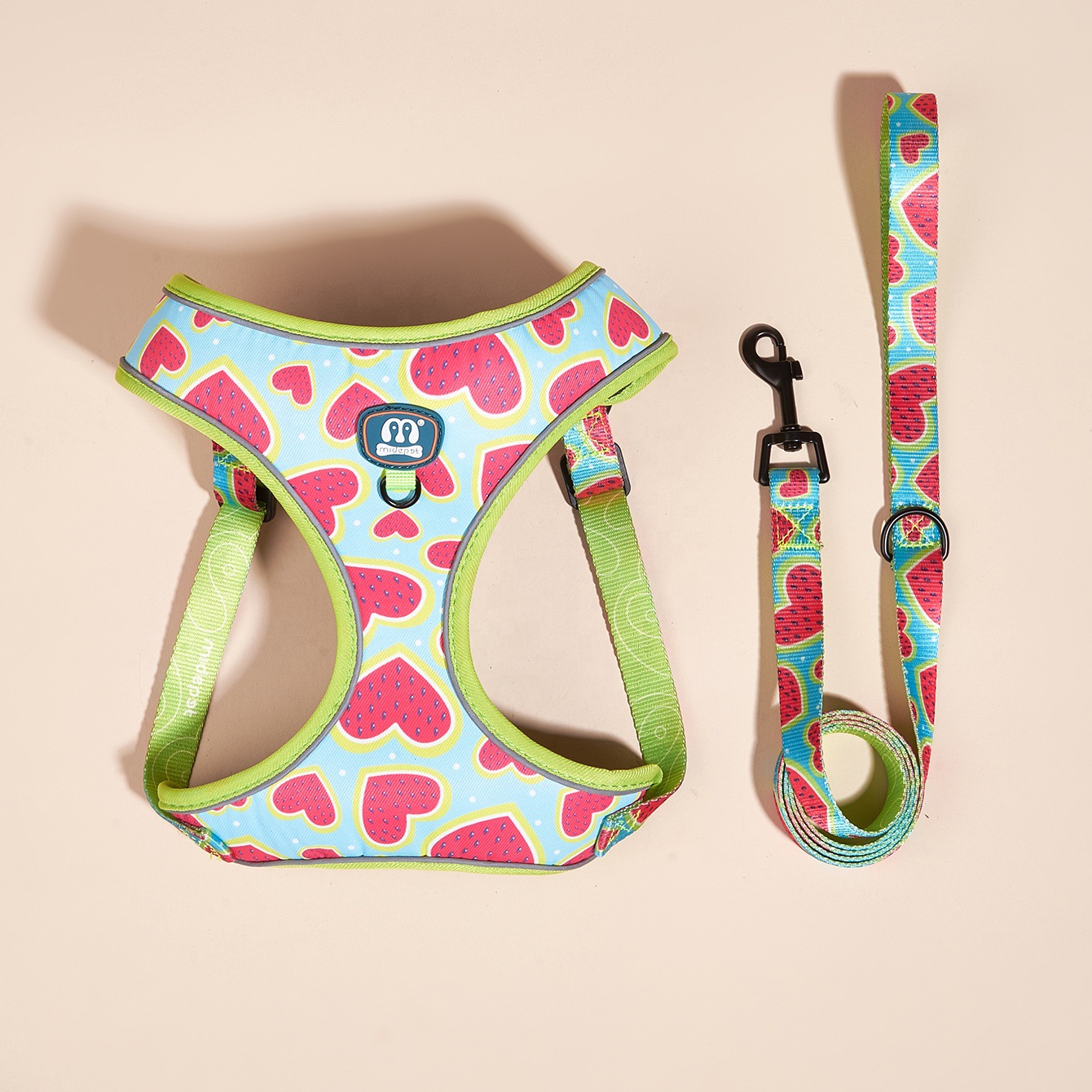 Maidi Cross-border New product Pet dog and cat fashionable leash, chest and back strap, fashionable printed with reflective strips, adjustable pet chest and back strap, dog walking leash, cat leash pic 6