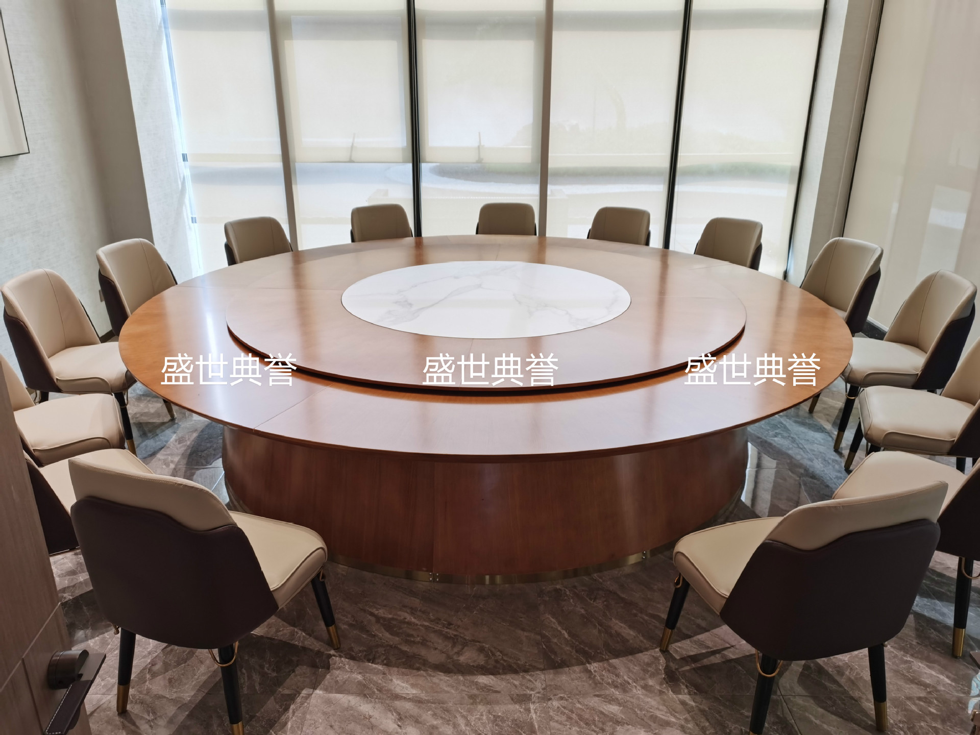 Nantong Seafood Hotel solid wood dining table, restaurant luxury private room, light luxury electric round table, club electric revolving table pic 18