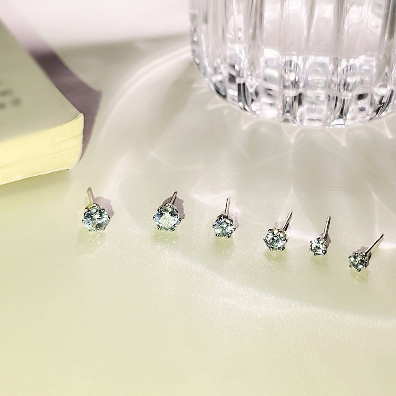 S925银针韩国闪亮镶钻耳钉气质三件套耳环ins风甜美小巧耳饰5753详情11