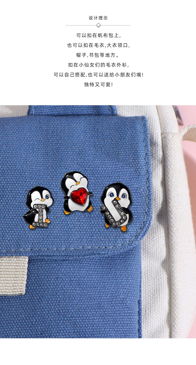 The best-selling diamond-encrusted penguin brooch in foreign trade is super cute and adorable. The cartoon badge pin is a trendy and personalized bag accessory on Instagram pic 9