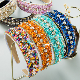 New style hair bands, European and American fashion, light luxury, full diamond pearl headbands, Korean-style elegant facial cleansing headwear wholesale and export pic 5