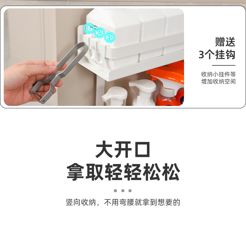 跨境厨房橱门置物架 保鲜膜懒人抹布挂架 家用清洁用品收纳挂篮详情18