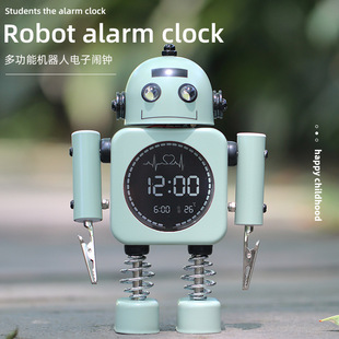 学生用可爱创意多功能静音床头夜光懒人老鼠卡通语音闹铃儿童闹钟详情13