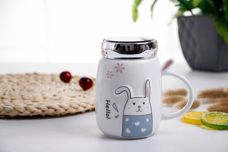 马克杯礼品创意水杯咖啡杯办公室杯 手柄 可爱兔子陶瓷杯详情18