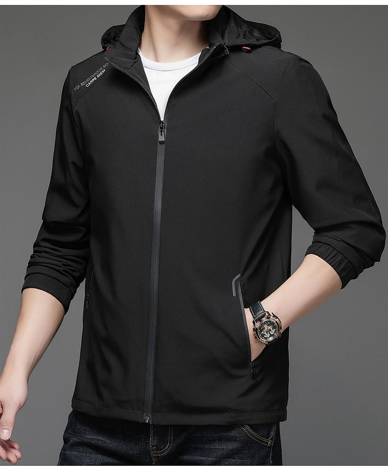 户外宽松百搭男装连帽春秋风衣外套长款大衣领域秋冲锋衣新精品详情16