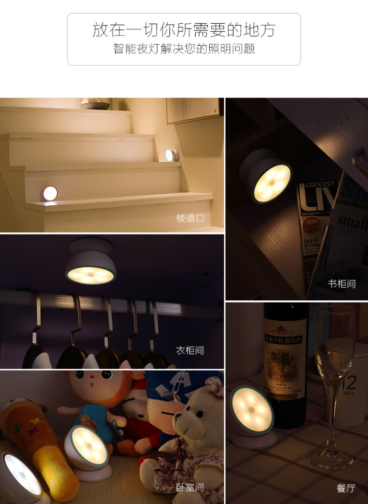跨境专供 小夜灯led人体感应灯夜光灯3d卧室楼梯过道光控壁灯创意详情5