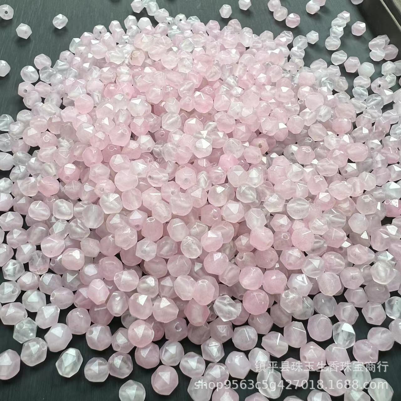 天然粉水晶散珠切面手链项链半成品 DIY材料粉晶手串珠饰品配饰手详情2