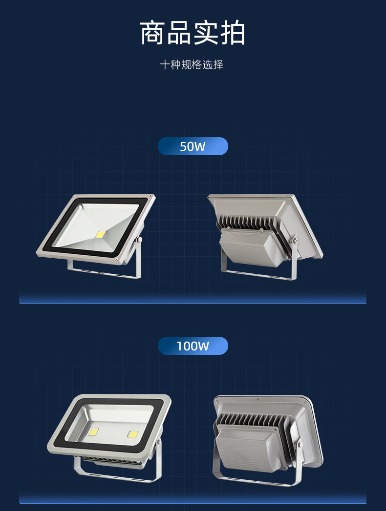 LED投光灯泛光灯厂房高亮户外广告灯室外露天防水广场球场灯路灯详情12