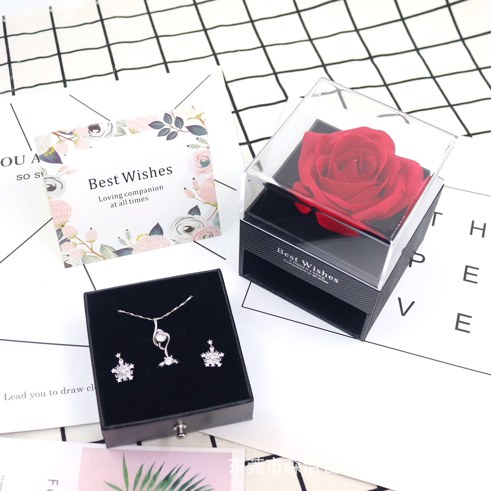 Transparent acrylic rose jewelry box, ring necklace box, jewelry and accessory box, storage gift box pic 11