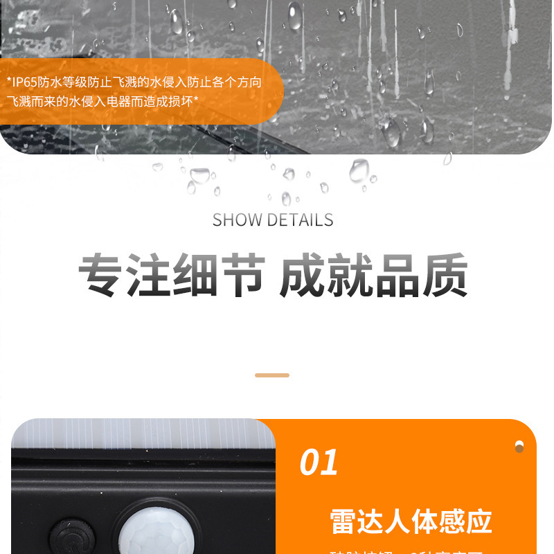 Cross-border bestseller TEMU solar tungsten filament wall lamp, human-sensing three-mode garden outdoor waterproof LED night light pic 12