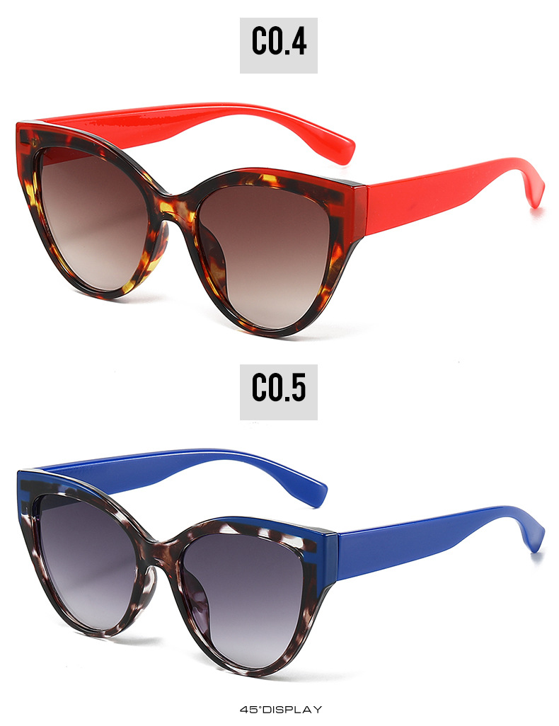 2024 New cross-border color-blocking sunglasses for women with large faces to look slimmer, cat-eye fashionable and versatile sunglasses for sun protection and shading pic 10