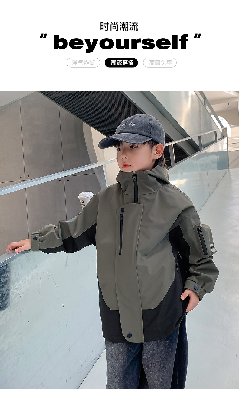 Niños ropa de invierno patchwork color clip cotton coat 2024 nueva ropa de niño niño medio grande con capucha y algodón engrosado pic 2