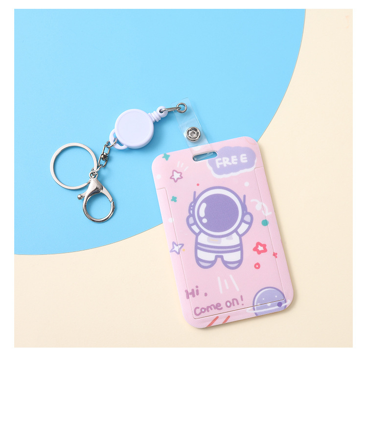 Cartoon astronaut, student sliding cover card holder, astronaut lanyard, bus card, keychain, ID card, work name tag wholesale pic 14