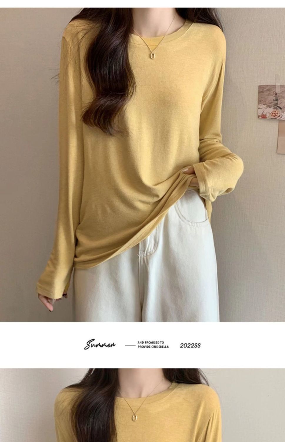 打底衫女宽松显瘦面膜T恤内搭秋冬新款软糯绒色磨毛长袖上衣代发详情11