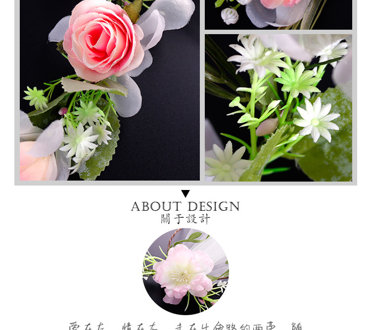 Factory direct sales of off-white mesh flower garlands, European rose simulation flower wedding gowns, headscarves, and Hawaiian photo headwear for brides pic 3
