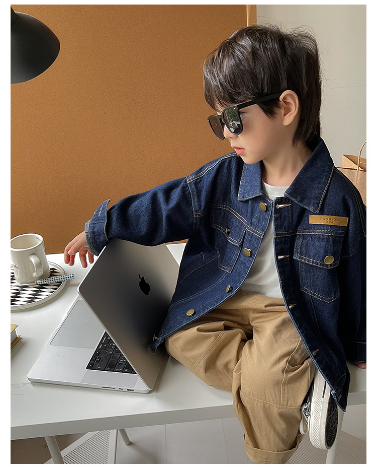 儿童外套2023童酷春季新款男女童韩版牛仔外套宝宝洋气短款上衣潮详情21