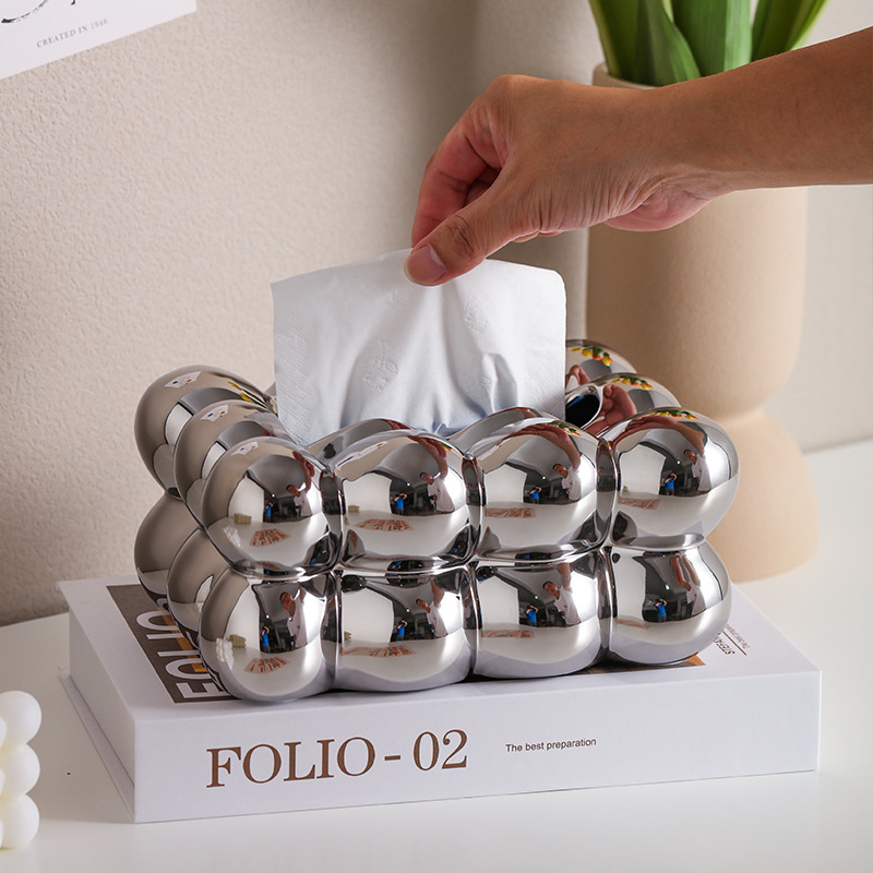 High-end and stylish ball tissue box, InS-style bedside tissue storage box, new niche minimalist ceramic paper tissue box, high appearance level, cute ball tissue box, high-end and light luxury living room coffee table, napkin decoration, tissue box for home use pic 12