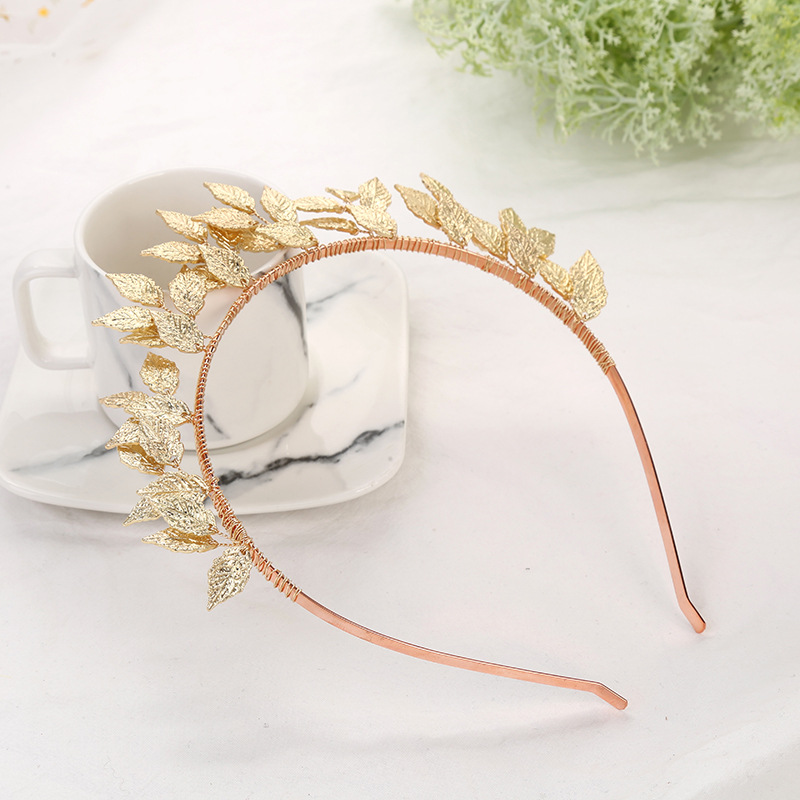 New cross-border leaf hair bands from Europe and America, gold and silver leaf hair accessories, wedding dress and evening gown accessories, bride headwear and headband wholesale, domestic independent pic 5