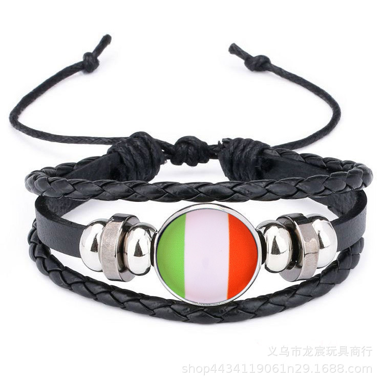 中国国旗手链 世界杯各国国旗 时光宝石手链 个性编织牛皮绳手链详情10