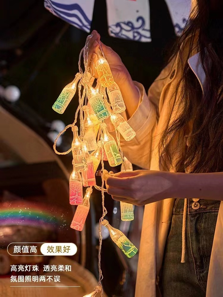 新款酒瓶led彩灯夜市摆摊装饰灯生日装饰灯串网红挂帘漂流瓶详情2
