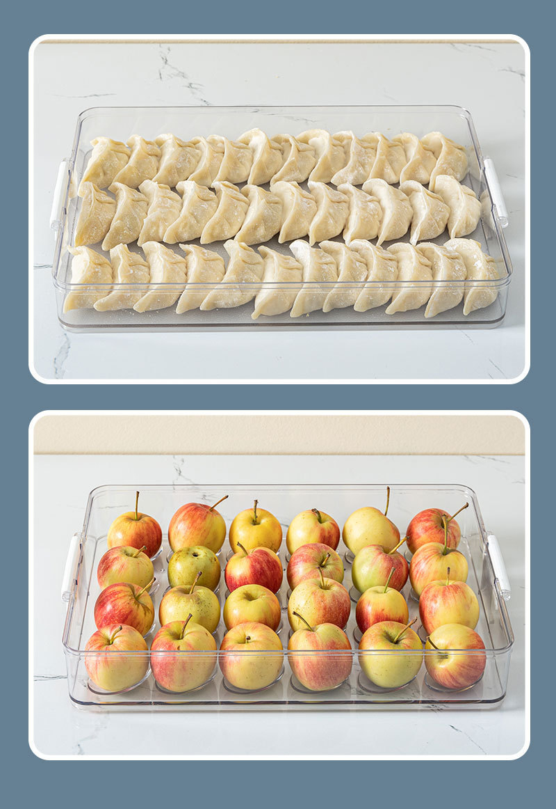 带盖可叠加冰箱收纳盒饺子盒家用速冻水饺盒馄饨专用鸡蛋保鲜盒子详情9