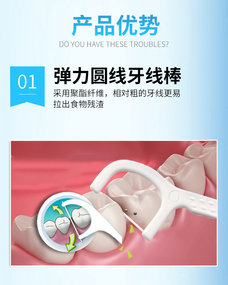 牙线独立的包装装牙线棒家庭装弓形牙签清洁口腔批发包邮厂详情2