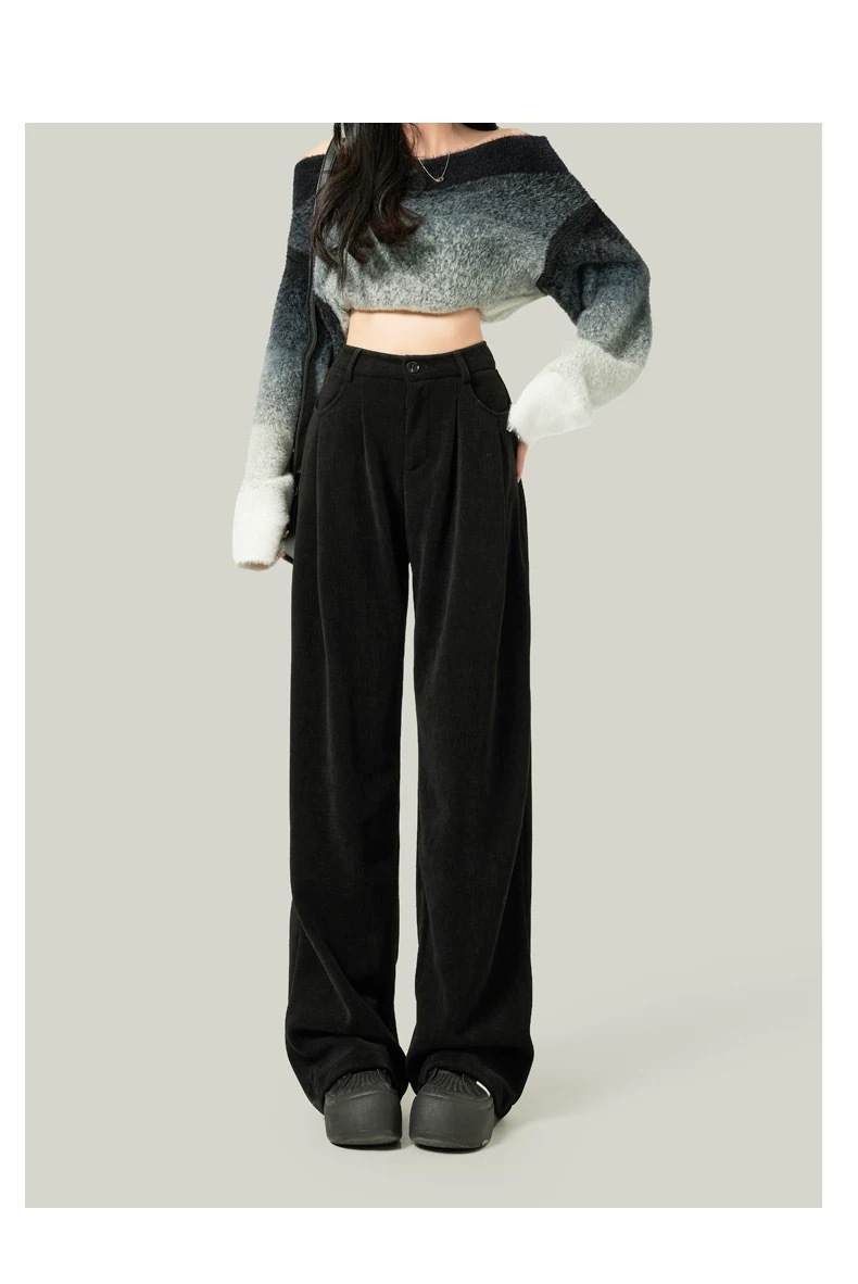 【高品质】欧棉绒阔腿裤秋冬新款加厚女高腰宽松爆款雪尼尔休闲裤详情30