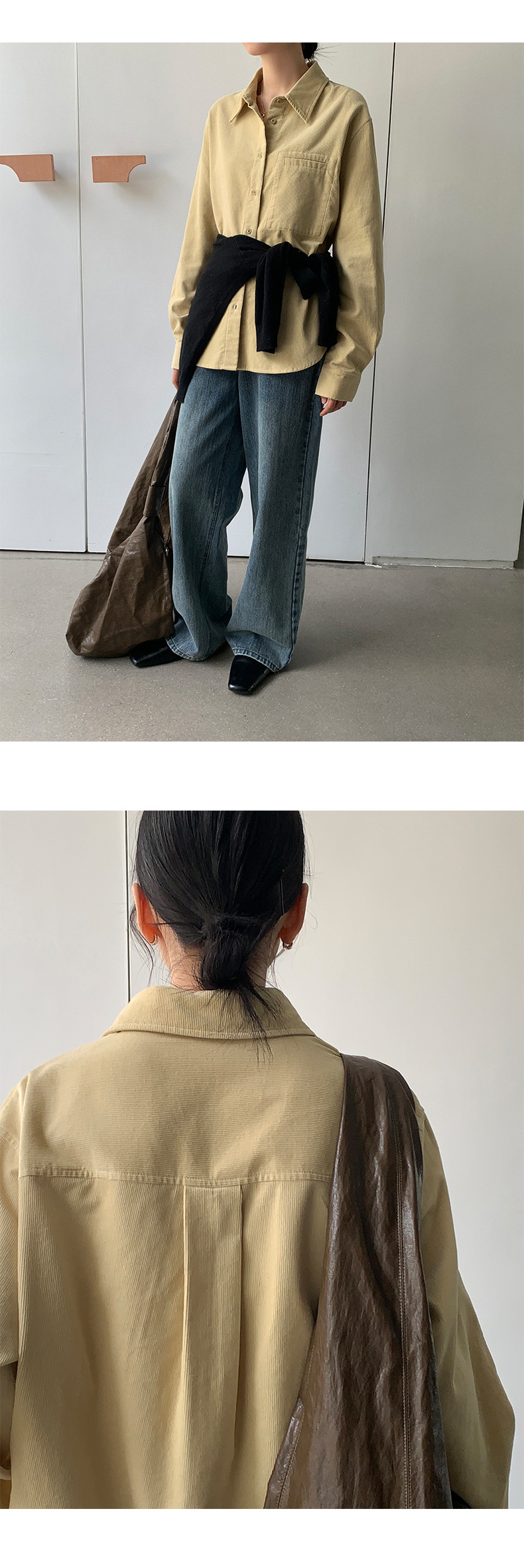 6UP2024早秋韩系全棉绒面衬衫广州13行新款极简慵懒休闲ins90222详情17