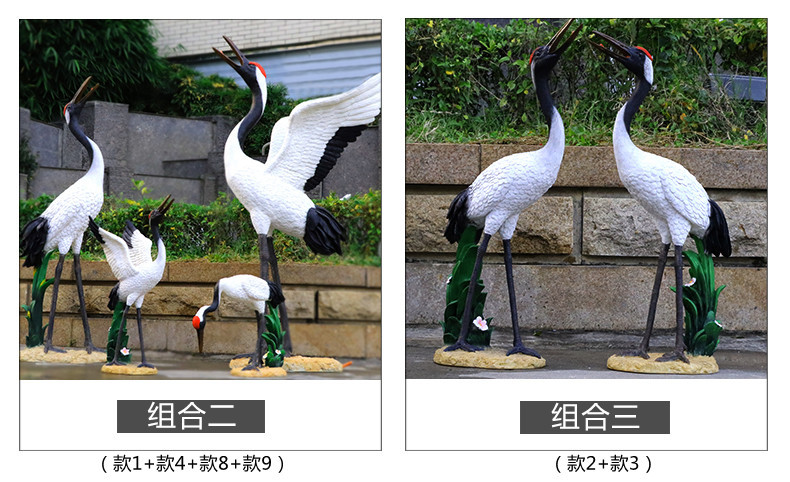 户外雕塑玻璃钢动物喷水仿真仙鹤丹顶鹤花园园林假山水池别墅摆件详情6