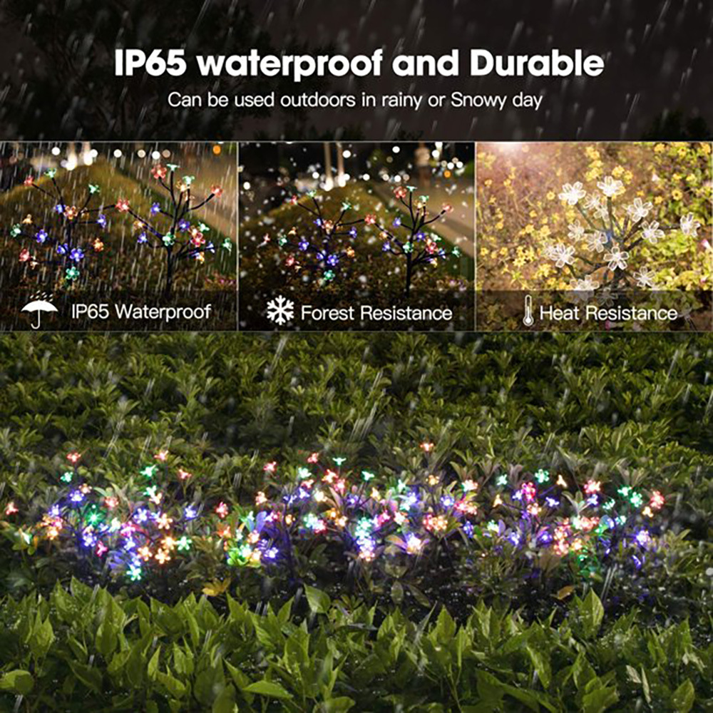 Direct sales from the manufacturer of solar-powered cherry blossom lights, LED outdoor courtyard ground-penetrating lawn and garden branch and flower decorative lights pic 1