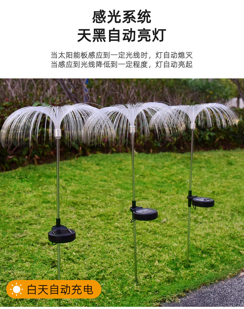 RGBled solar lights, courtyard decoration, seven-color optical fiber jellyfish lights, meteor shower atmosphere, festival lights pic 5