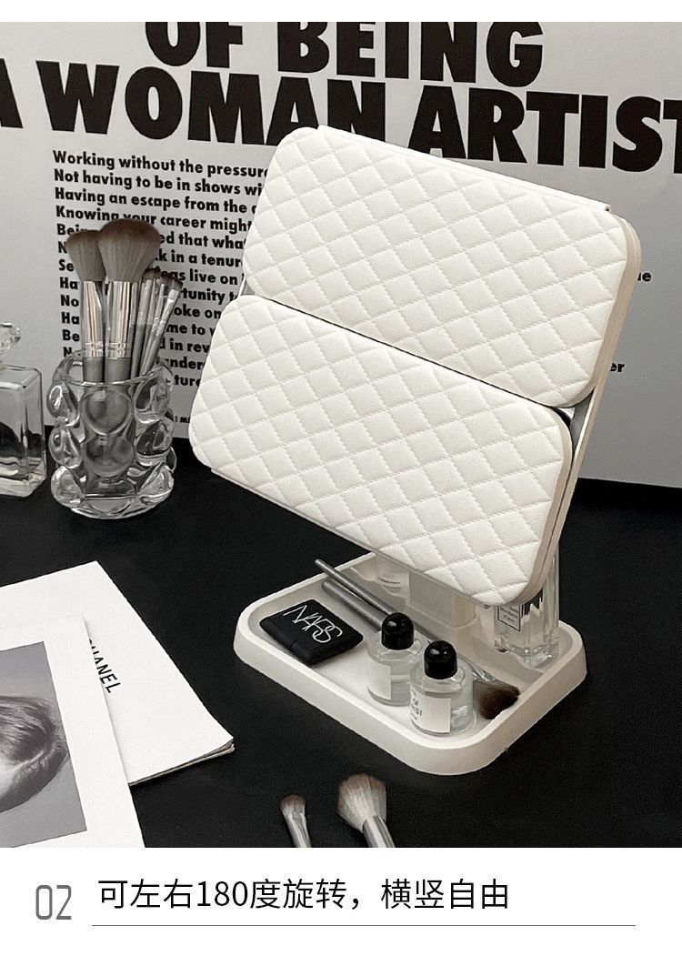 双开门化妆镜充电式可折叠led灯旋转多功能收纳一体三色光台式镜详情6