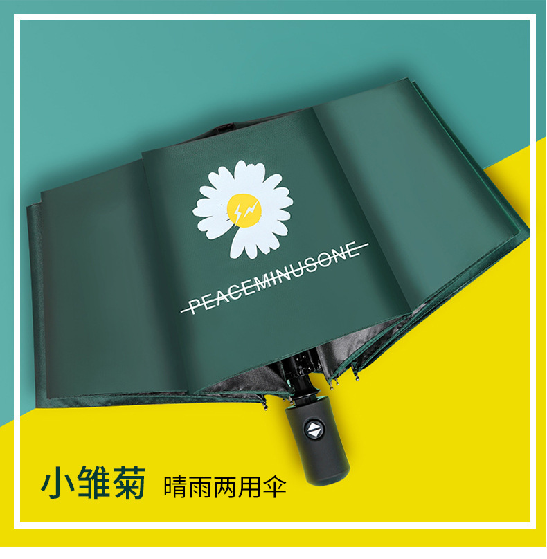 Fully automatic UV three-fold umbrella, black rubber sun protection, UV protection, sunshade umbrella, advertising umbrella, folding umbrella, female LOGO pic 21
