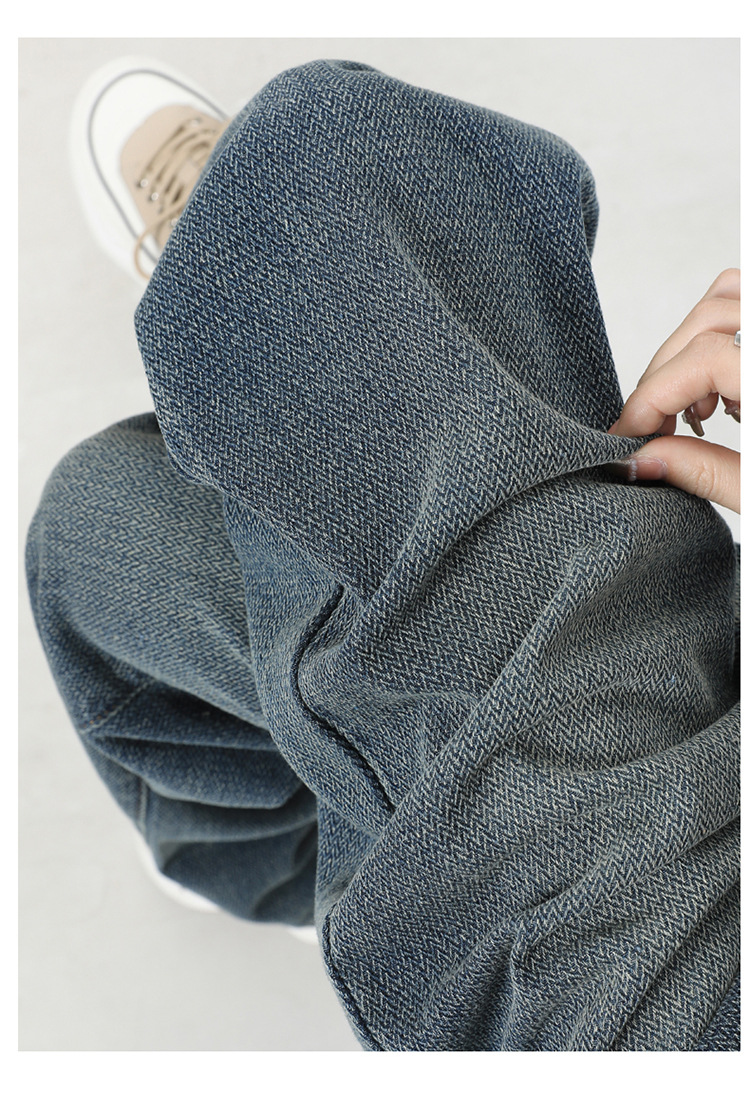 美式阔腿牛仔裤女2024年春夏新款设计感小众宽松显瘦拖地直筒长裤详情19