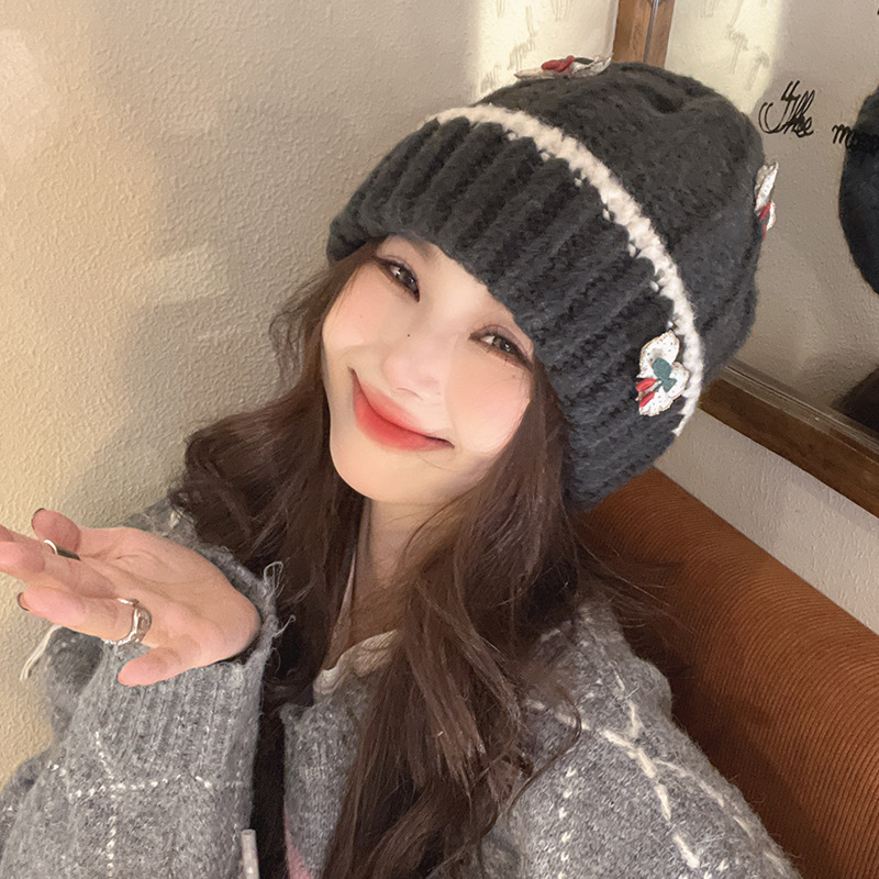 甜美毛线帽女秋冬保暖冷帽显脸小针织帽子可爱加绒女士护耳套头帽详情13