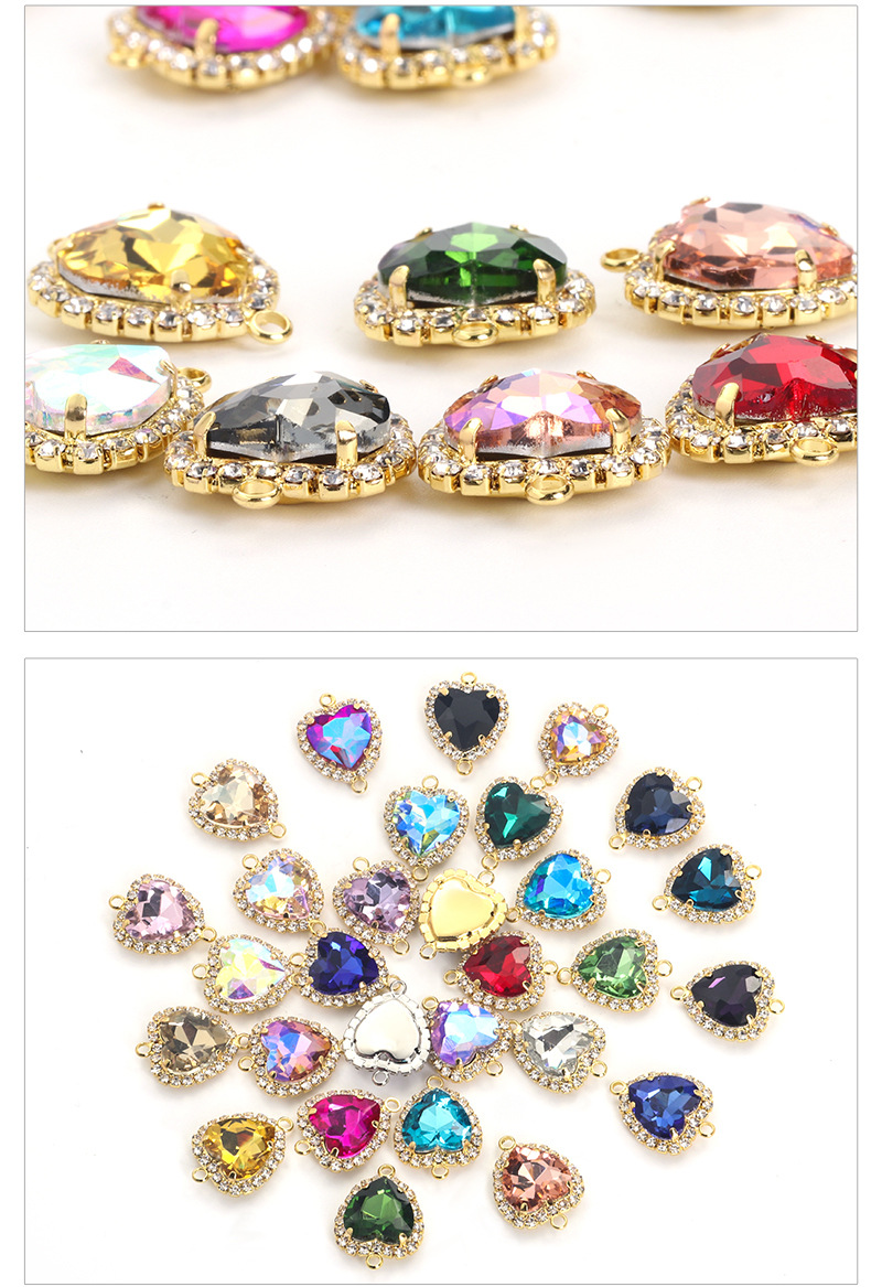 DIY heart-shaped double-ring double-hanging crystal buckle clothing accessories, edge trim diamond crystal hanging ring accessories pic 8