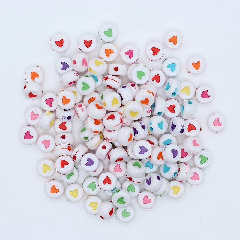 Amazon Cross-border 6mm plastic heart-shaped heart black and white color acrylic loose bead decoration 500g pic 2