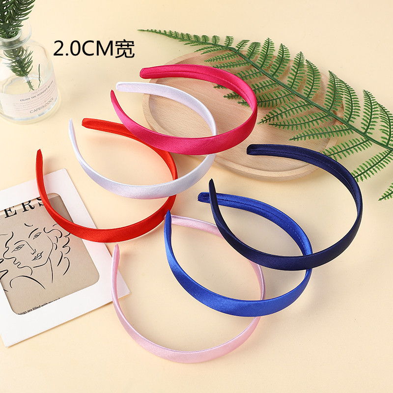 韩版3CM彩色丝光缎面布艺发箍刘亦菲同款纯色海绵头箍百搭发饰详情1