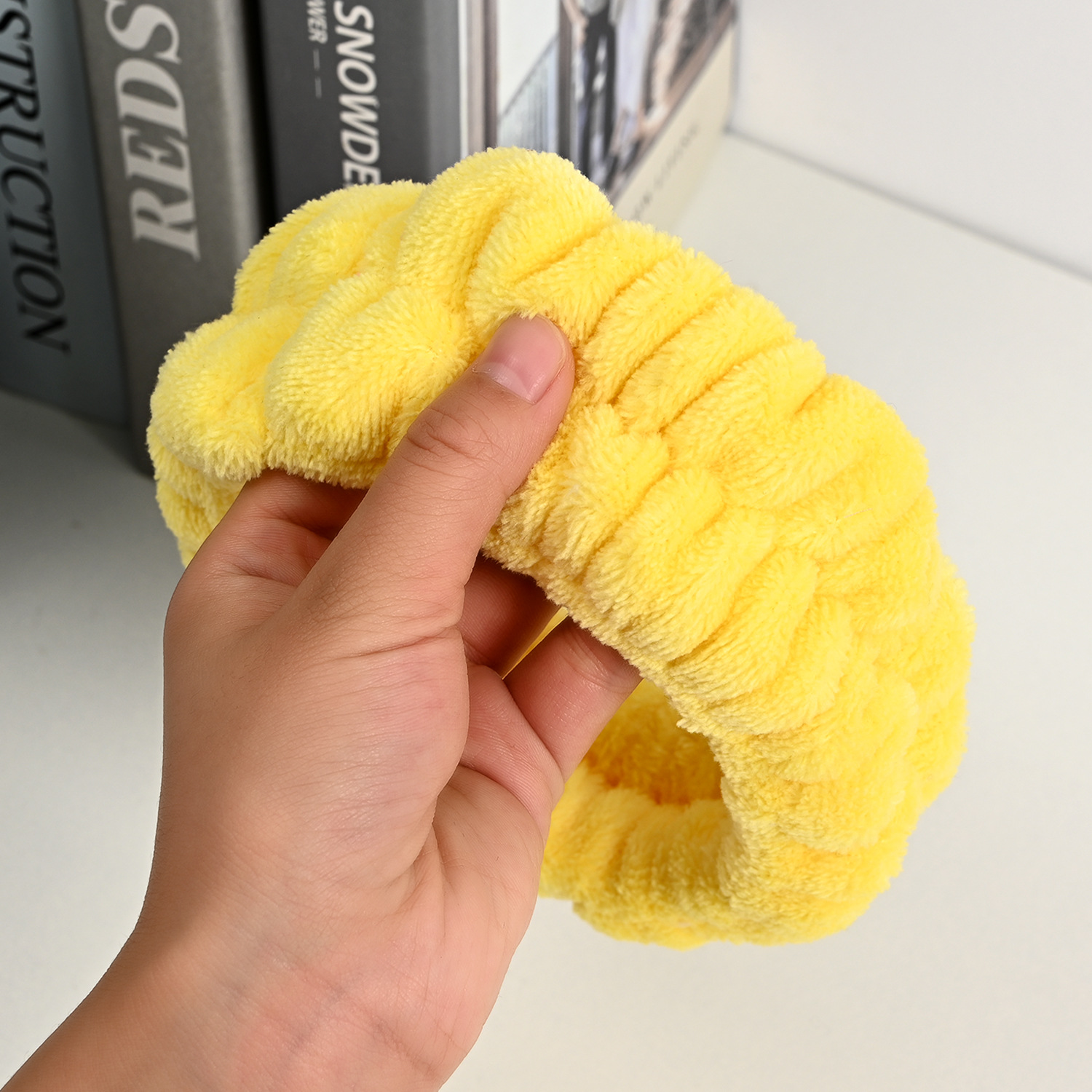 Bow face wash and hair band for girls wholesale solid color white matching makeup simple sweat-wiping wrist band flannel hair band pic 54