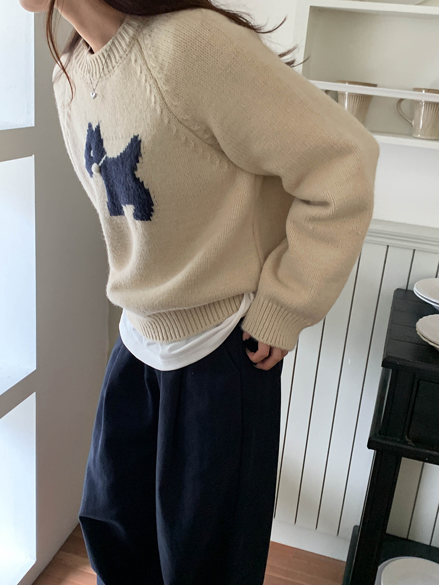 3th Morning North Island Park Korean Style Youthful Dog Embroidered Round Neck Pullover Sweater ZY2381 pic 63