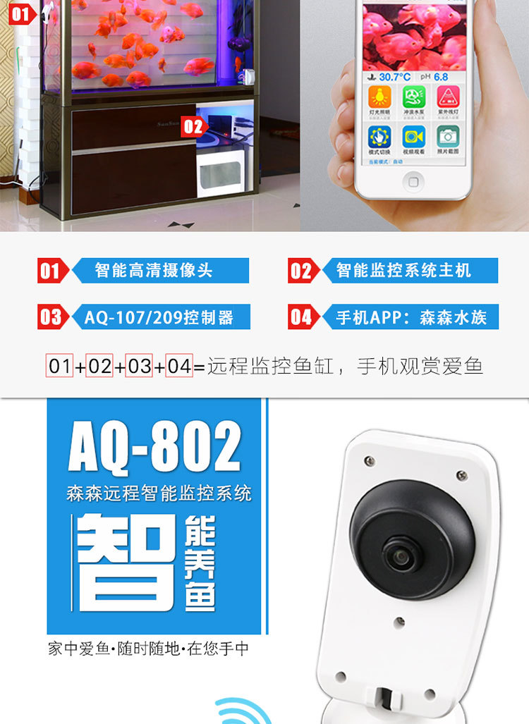 Wholesale Sen sunAQ-802 remote fish tank intelligent monitoring and remote control system Mobile controller Camera monitor pic 2