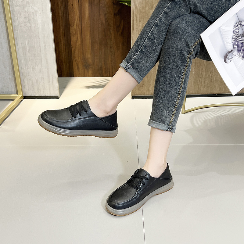 New soft-soled and soft-top loafers, lace-up flat single shoes, casual small leather shoes for women pic 12